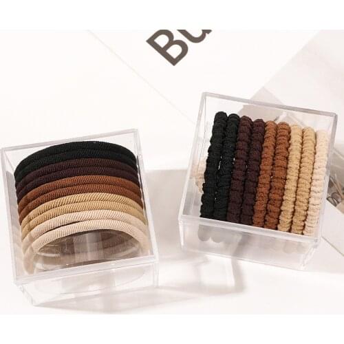 10Pcs Korea Woman Scrunchie Basic Elastic Hair Bands Pure Color Ponytail Hair Ties Rope Rubber Band Fashion Hair Accessories