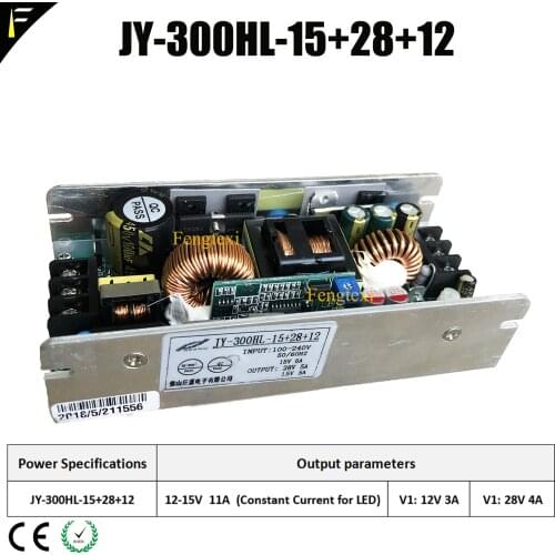 Dj Stage Light 300w Constant Current Drive Light Dimmable Power Source Board Supply 12-15v11A for LED COB Par JY-300HL-15+28+12
