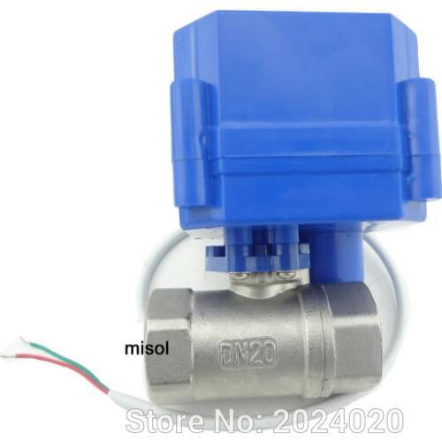 10 pcs of 12V motorized ball valve, 2 way G3/4" DN20, with manual switch, stainless steel, MS-2-20MSS12V-R01-10