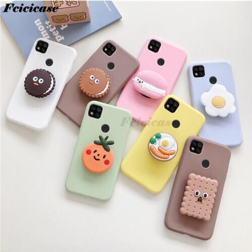 3D Cute Cartoon Silicone Case For xiaomi redmi 9C 9 C Phone Holder Cover For redmi 9C 6.53 Back Bags Stand
