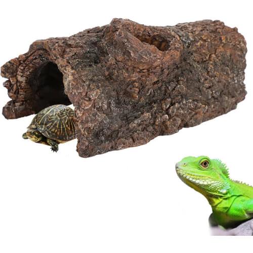 Resin Rockery Simulation Resin Tree Bark Amphibians Reptile Hide Cave Landscape for Scorpion Lizard Reptile Habitat Decor