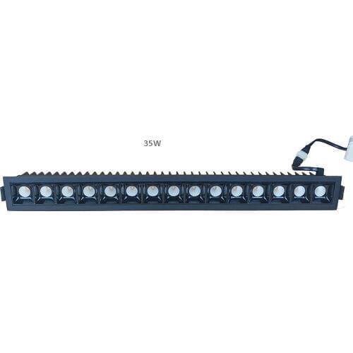 Indoor Black Trim LED Spotlight Dimming with DALI 0-10V Triac 35W 15 Heads Strip-shaped Office Hotel Room Commercial LED
