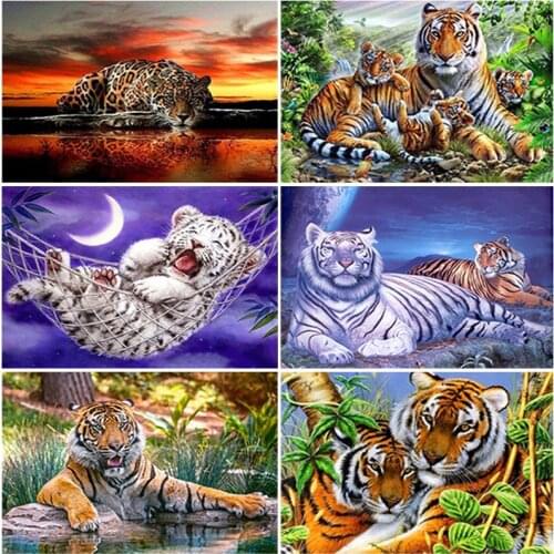 Tiger DIY 5D Diamond Painting Animal Diamont Embroidery Cross Stitch Kit Full Square/Round Drill Resin Art Mosaic Christmas Gift