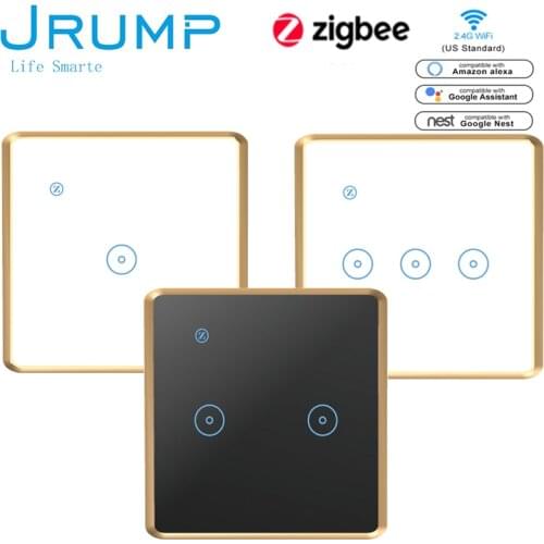 EU Zigbee Smart Touch Switches WIFI Interruptore Switch Work Alexa Google Home Luxury Tempered Glass Panel Aluminum alloy Frame