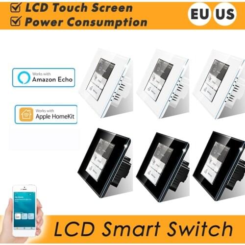Wifi LCD Smart Wall Light Switch Power Consumption Smart 4 In 1 Home Wall Light Switch Work With Apple Homekit Alexa Google Home