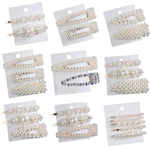 Fashion Pearl Hair Clip Set Bow Hair Clip for Women Bb Hair Pin Girl Hair Accessories Handmade Girls