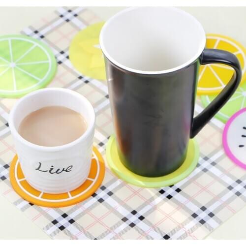 1pc Cup Mat Hot Coaster Fruit Shape Silicone Cup Pad Slip Insulation Pad Cup Mat Pad Hot Drink Holder