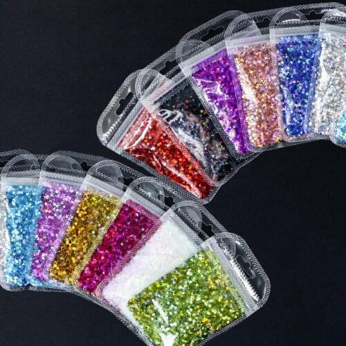 1 Bag/12 Colors Star Glitter-Nail Art Decoration-Glitter Shape-Holographic Glitter-Resin molds-Crafts-Nail Decals-Loose Glitter