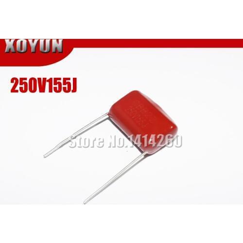 10pcs/lot CBB 250V155J 1.5uF Pitch 20MM 155J 250V CBB Polypropylene film capacitor