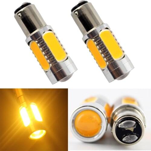 2PCS Amber 1016 1034 1142 1157 BAY15D P21/5W BA15D BAU15D 5COB 7.5W Len LED Turn Light Brake Bulb Yellow