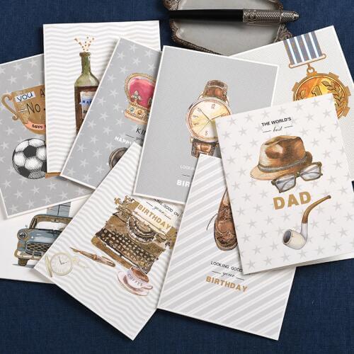 Vintage fathers day cards paper birthday greeting cards for man birthday gift cards