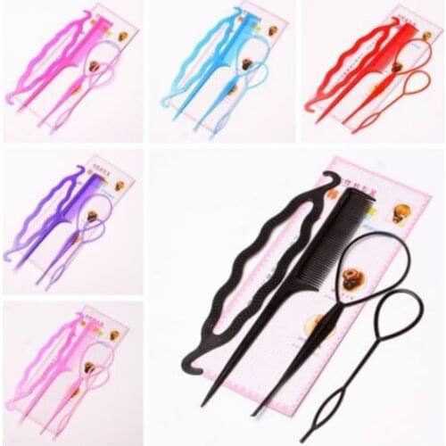 4pcs Girls Hair Styling Clip Stick Bun Maker Braid Tool 6 Color Optional A88