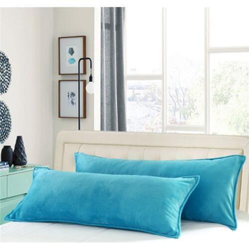 45*120cm 45*150cm Double Flannel Pillowcase for Winter Solid Color Long Pillowslip Home Bedding Pillow Cover One piece/lot Blue