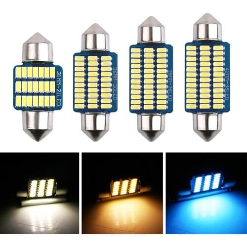 Car LED Lights Festoon C5W C10W Car Lighting Interior Reading Light License plate Lamp 3014SMD Canbus 6000k Warm White 12V Diode