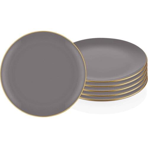 Basic Ceramic Service Plate with 6 Pieces Grey - 26cm