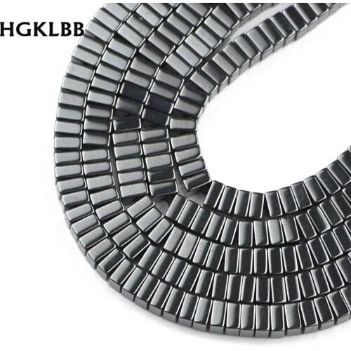 HGKLBB Square shape Black Hematite Natural Stone spacer 4x2mm Loose beads For Jewelry making braceletsn necklace DIY findings
