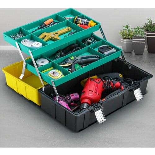 Household maintenance tools portable electrician box multi-function three-layer folding hardware tool box car storage box