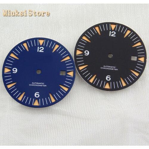 Corgeut 31mm black/blue watch dial luminous dial fit ETA 2836 2824Miyota 8205/8215,Mingzhu DG2813/3804 movement