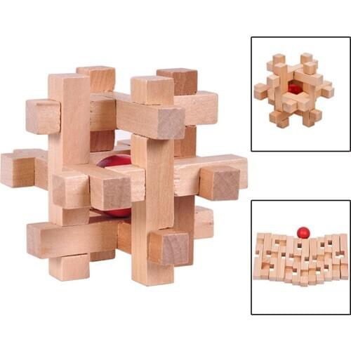 Wooden Kong Ming Luban Lock Ball in Cage Puzzle Educational Toys Brain Teaser