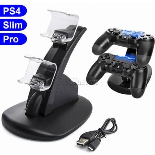 For PS4 Dual Charger Holder Stand with 2 LED Micro USB Charging Dock Station For Sony Playstation 4/PS4 Pro /PS4 Slim Controller