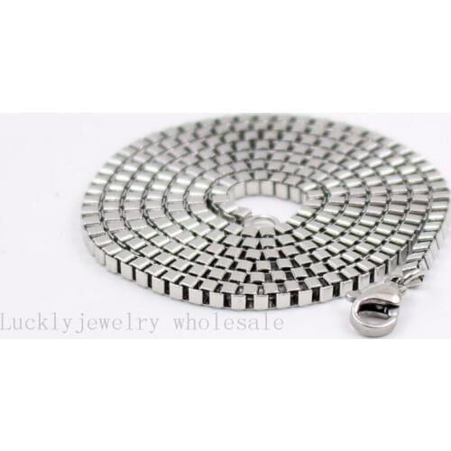GNAYY 10pcs/ Lot Mens Women Fashion Jewelry stainless steel 1.5mm 2mm 2.4mm 3mm box chain necklace 18''-32'' wholesale