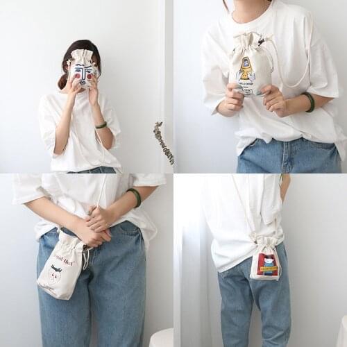 Mobile Phone coin Bag Cartoon Female Messenger Shoulder Bags print holder Crossbody Cute Fashion canvas Bags Mini Handbags