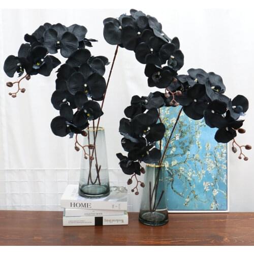 105cm Artificial Flower Black Butterfly Orchid Silk Phalaenopsis For Wedding Christams Home Decoration Garden Potted Fake Plants