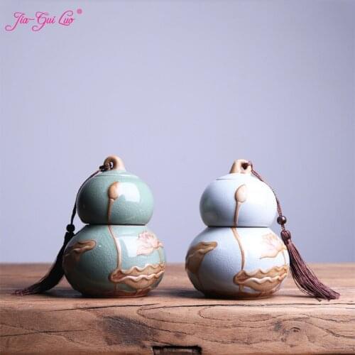 JIA-GUI LUO Tea box ceramic hoist sealed storage tank tea container decorative tea storage box tea accessories D068