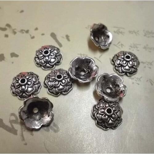 30pcs/lot Craft 3 Layers Type Flower Beads Caps 9x4mm Handmade Decoration Metal End Cap For Tassel Fringes DIY Jewelry Making