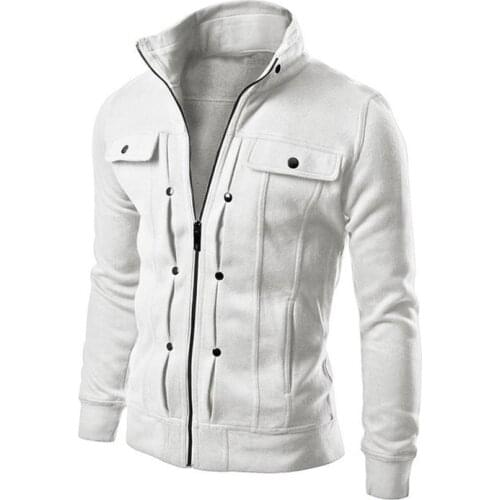 Jacket Men Coat Long Sleeve Hoodie Side Zip Hooded Sweatshirt Tops Slim Fit Coat Outerwear New Spring Autumn Male Clothes