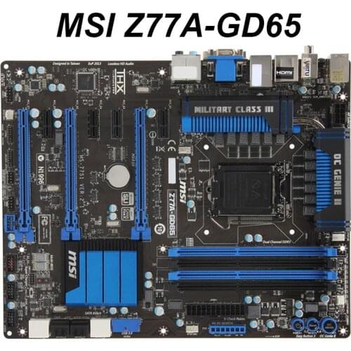 LGA 1155 For MSI Z77A-GD65 Motherboard Core i7/i5/i3 DDR3 32GB DVI VGA HDMI For Intel Z77 ATX Desktop Mainboard Used
