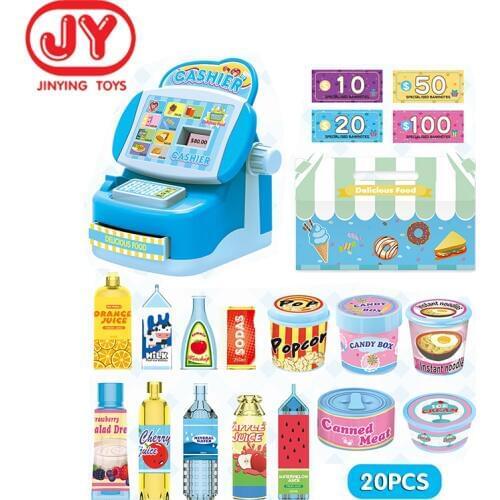 Mini Model Supermarket Checkout Counter Role play Cashier Cash Set Kids Pretend Play Gift Early Educational Toys for children