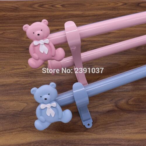 Cartoon blue bear single curtain rod set for Childrens room Aluminum Alloy curtain rod brackets curtain set mute Rome pole