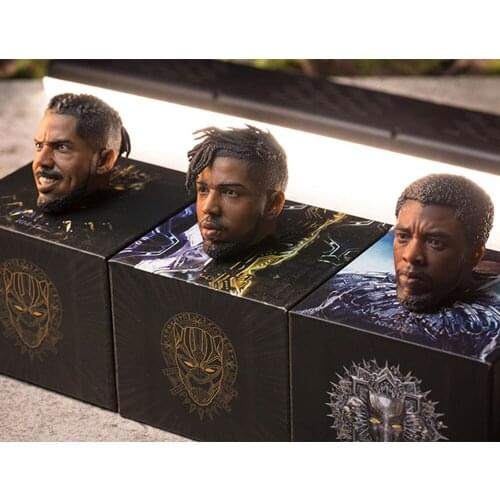 KM Series (001-002-003) 1/6 Soldier Black Panther Leopard Male Head Sculpture Three Head Sculpture Set