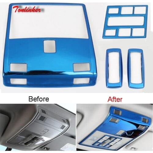 Tonlinker Cover sticker For Skoda KAROQ 2018 Car Styling 2 PCS Stainless steel Car Front and Rear Reading Lights Cover stickers