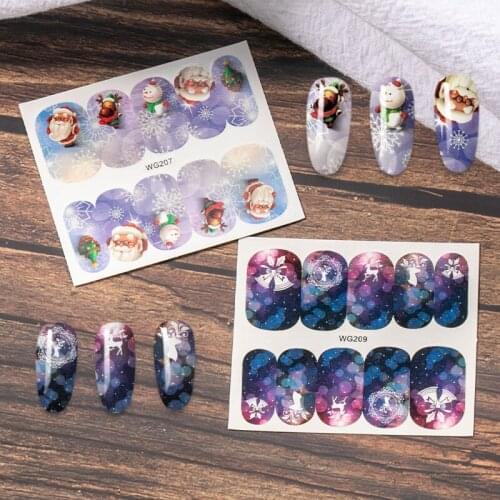 2020 NEW Nail Stickers Decal Xmas Water Christmas Santa Clause Deer Manicure Stickers Nail Art Sticker Decoration