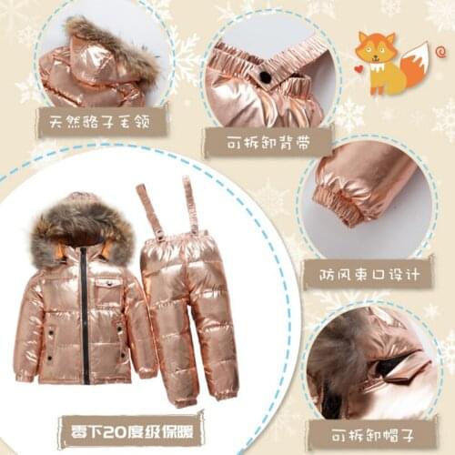 Autumn and winter childrens new men and women baby infant warmth thick long straps set light down jacket