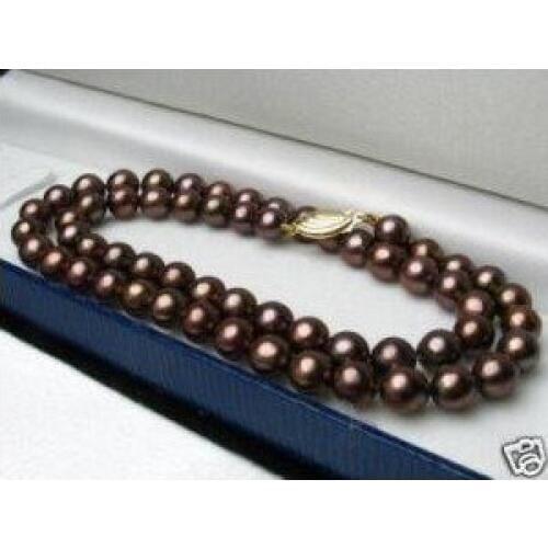 Asian fashion 7-8mm natural chocolate pearl necklace 18'' Fashion AKOYA Free shipping