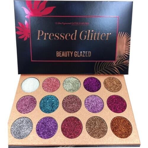 BEAUTY GLAZED 15 Color Eyeshadow Palette Glitter Pressed Glitters Makeup Palette Diamond Cosmetic Magnet Palette