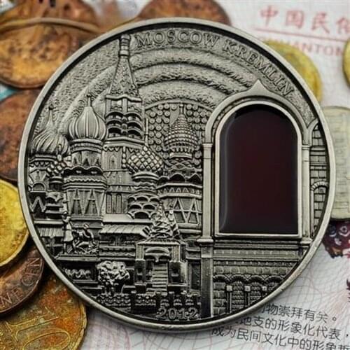 Palau 2012 Mineral Art Award Commemorative Coin Kremlin Antique Color Medal Craft Crafts Collection Home Decoration