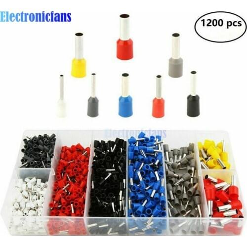 1200Pcs Tube Type Pre-insulated Terminal Wire Sleeve AWG22-7 HSC8 6-4 0.25-10mm2 Wire Ferrules Connectors Crimp Assortment Set
