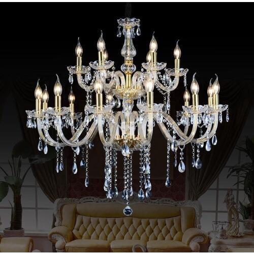 Modern led Crystal Chandelier Lights Golden Candle Crystal Chandelier Bedroom Hotel Restaurant Crystal Lamp for Living Room