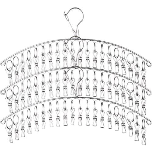 Stainless Steel Clothes Drying Rack,Laundry Clothes Hanger(With 20 Clips),For Drying Socks,Bra,Towels,Underwear,3 Pack-ABUX