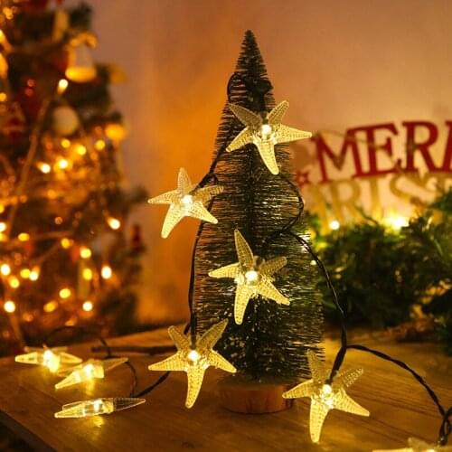 Led Solar Energy Starfish Lamp String Outdoor Waterproof Star Garden Lights Lighting Christmas Panels Battery Energy Prod