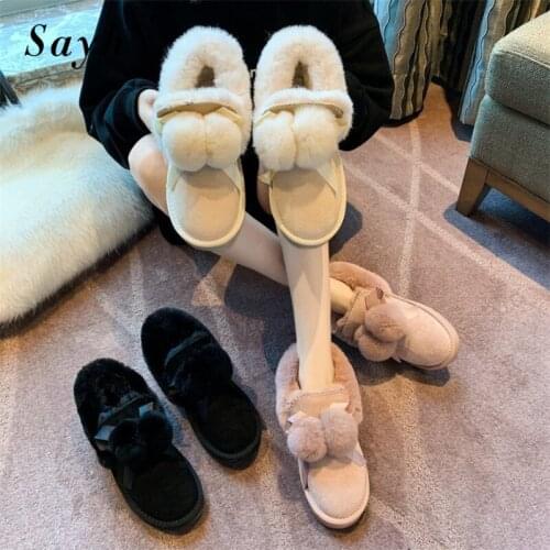 Winter Autumn Girls Flats Warm Snow Boots Women Faux Fur Round Toe Casual Shoes Ankle Cotton boot Shoes Size 8