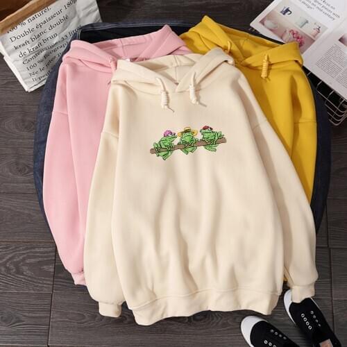 Best Friends Frog Hoodie Aesthetic Oversize Harajuku Sweatshirt Cute Funny Hoodies for Teenager Girls Winter Soft Sudadera Mujer