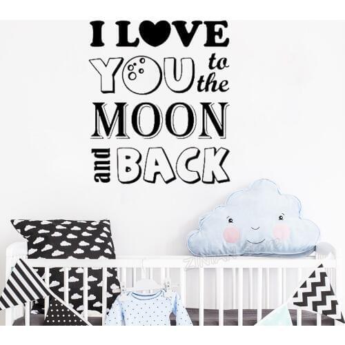 Baby Kids Bedroom Wall Stickers Moon Stars Heart Vinyl Removable Quote Decal I Love You to the Moon and Back Home Art Mural Z760