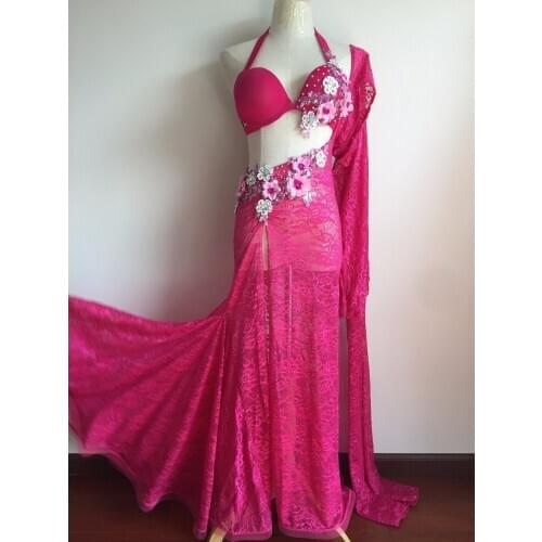 Bellydance oriental Belly Indian gypsy dance dancing costume costumes clothes bra belt chain scarf ring skirt dress set suit 310