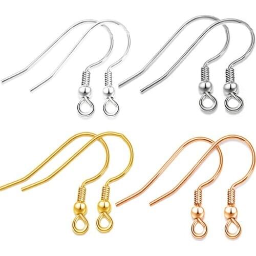 Pick 6 Colors 300pcs/lot Fashion Iron Ear Hook Clasp With Bead Charms Earring Wires Fit Jewelry DIY Findings W02909