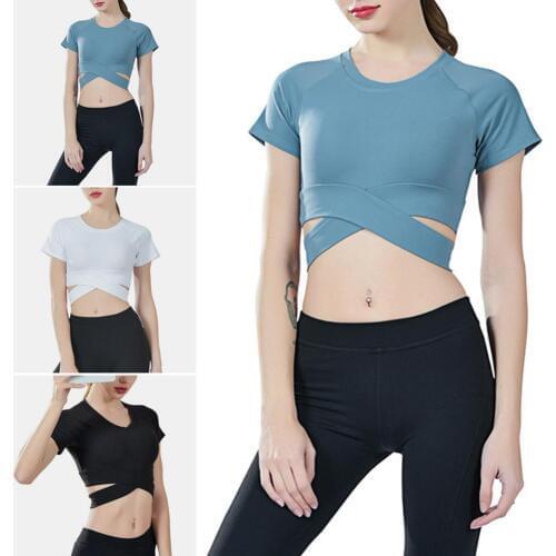 Women Gym White Yoga Crop Yoga Shirts Long Sleeve Workout Fitness Running Sport T-Shirts Training Yoga Sportswear Sexy